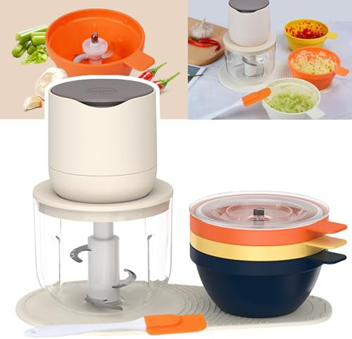 Hachoir À Viande Électrique 3 En 1 Rechargeable Par USB - 600 Ml Avec 3 Bols De 240 Ml Et 2 Lames - Robot Multifonction Pour Ail, Noix, Viande, Légumes, Oignons - Outil De Cuisine Sans Fil ,glass