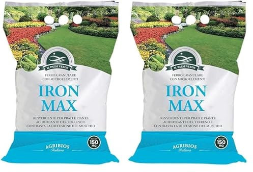 Il Paese Verde Iron Max - Solfato Di Ferro Granulare Antimuschio Per Prato E Rinverdente Per Piante Con Azione Acidificante Terreno, Concime Prato Granulare Ricco Di Ferro, Magnesio E Zolfo - 5KG