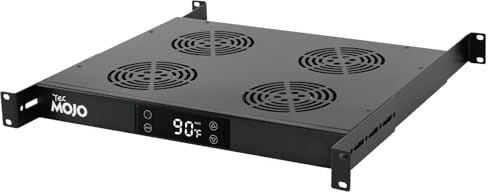 Tecmojo 1U 19'' Rack Mounted Fan Shelf with 4 Fans, Fan Tray with Adjustable Rail for Different Depth, for Cooling 19inch AV and Network Data Racks