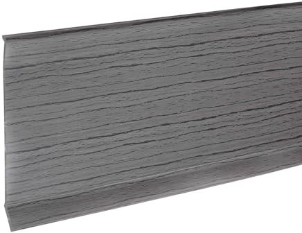 sourcing map Sockelleiste, zum Abziehen und Aufkleben, flexible Formleisten, selbstklebende PVC-Wandsockel, Bodenleisten für Wände, Ecken, 12,2 x 10,2 cm, dunkelgraue Holzmaserung