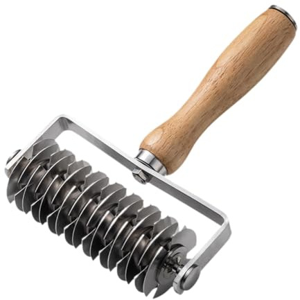 DimyFew Rodillo para Enrejada Cortador de Rueda para Repostería Utensilio de Panadería de Acero Inoxidable con Mango de Madera Adecuado para Pizzas Tart