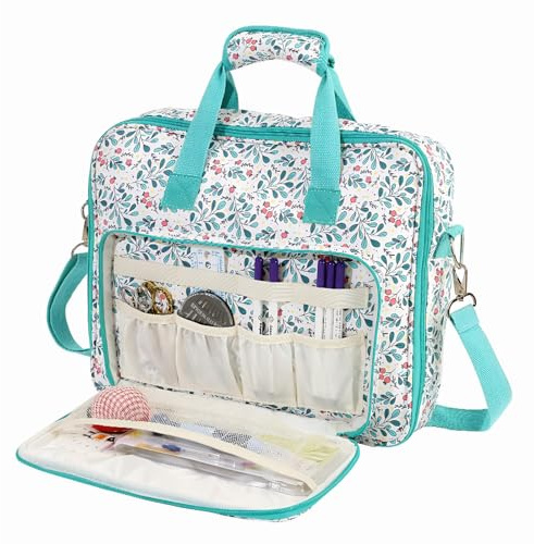 Yabound Stickerei-Taschen-Organizer, Tragetasche für Stickzubehör mit Mehreren Taschen und Tragegriff, Tragbare Basteltasche Sticktwist, Stickrahmen, Faden (39 x 32 x 6 cm, Rechteckig)