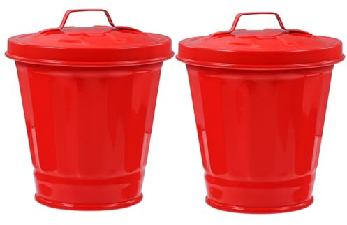 TOYANDONA 2pezzi Secchio per Rifiuti in Ferro Zincato da Tavolo Contenitore per Spazzatura Zincato Cestino per Rifiuti da Scrivania Bidone della Spazzatura Compatto per Casa e Ufficio
