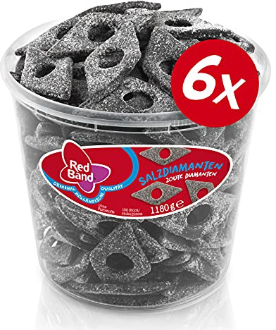 Red Band Salzdiamanten - Großpackung: 1.18 kg Dose (6er pack) - Lakritz in Süß-Salziger Hülle - Holländische Qualität - Süßigkeiten