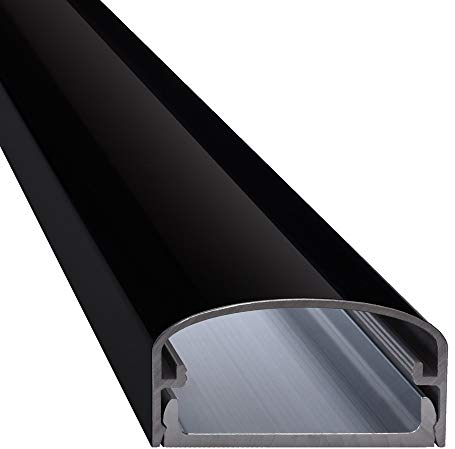 Design Alu Kabelkanal Big Mouth für TV, Beamer etc. - schwarz glänzend (Klavierlackoptik) - Länge 40cm - Platz für viele Kabel - 40 x 5 x 2,6cm - komplett aus Aluminium