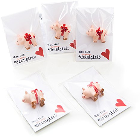 Logbuch-Verlag 10 Mini Geschenke rosa Glücksschweinchen + kleiner Karte Kleinigkeit mit Herz Glücksbringer Give-Away Silvester Neujahr