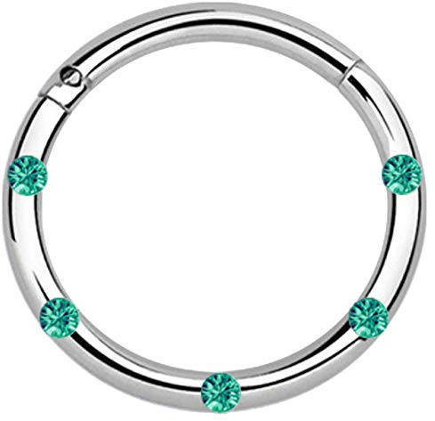 Piercing Smooth Segment Ring, Clicker mit kleinen Steinen in 1,2 mm