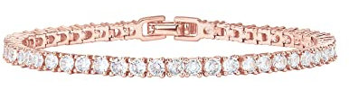 PAVOI 14K Rose Gold Plated Cubic Zirconia Classic Tennis Bracelet | Rose Gold Bracelets for Women | 6.5 Inches