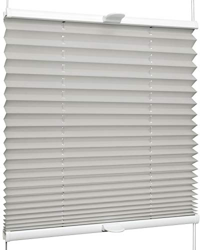 SchattenFreude Plissee nach Maß für Fenster | Mit Klemm-Haltern | Klemmfix ohne Bohren | Grau, Breite: 200-500mm x Höhe: 1001-1500mm