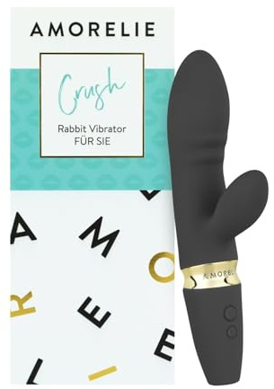 AMORELIE Crush – Rabbit Vibrator 18,5cm für Sie | Wasserdicht mit Akku (Schwarz)