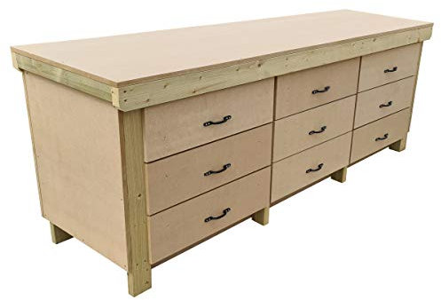 Workbench Tool Cabinet Wooden 18mm MDF Top Heavy-Duty Industrial Work Table (7ft)