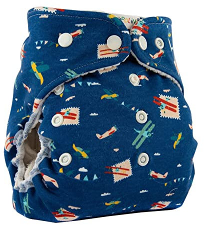 Popolini Überhose Snap2Fit 4-15kg Überhose für Stoffwindeln (Flugzeuge Blau)