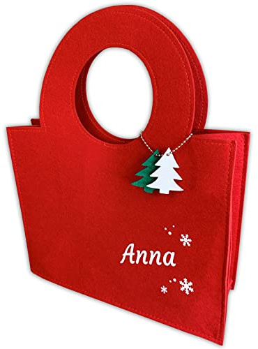 Unikatolo Filztasche Weihnachten mit Name Weihnachtstasche Weihnachtsbaum Wichtel Geschenk Verpackung Nikolaus