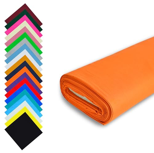 Fashion Track Orange Stoff Baumwolle Meterware UK - 147,5 cm breit - 100% Baumwollstoff Uni - 60 Quadrat - Erhältlich in 20 Farben und 5 Größen (2 Meter, Orange)