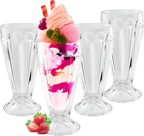 Celino® 4 x Milkshake glas dessert Sundae glassglas amerikansk stil läsk - 350 ml