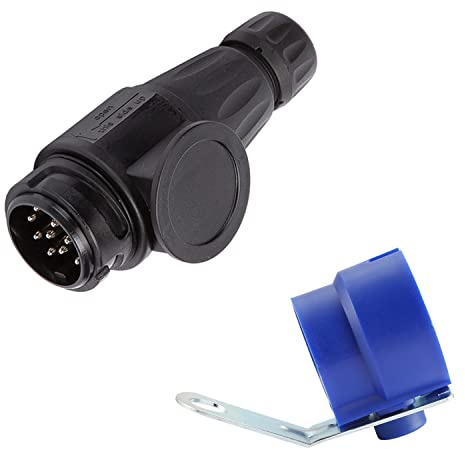 ETUKER 13-poliger Anhängerstecker mit Anhängersteckerhalter, 12V 13-poliger Anhängerkupplungs-Stecker, für LKW, Wohnmobil, Autos, Boot, Wohnwagen/Anhänger Zubehöradapter