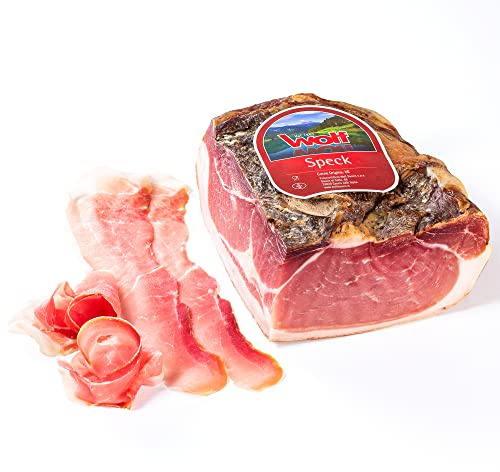 Wolf, Speck di Sauris, Hergestellt Mit Traditioneller Räuchermethode, Mindestens 4 Monate Gereift, Glutenfrei, Vakuumverpackt, Stück 0,7 Kg (Mind. Nettogewicht Garantiert)
