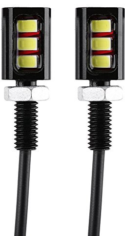 2PCS Luce targa, lampada con bullone a vite per targhetta, lampadina LED bianca 12V, impermeabile/antipioggia, supporto luce in alluminio nero, legale per auto, moto, camion, camper(luce bianca)