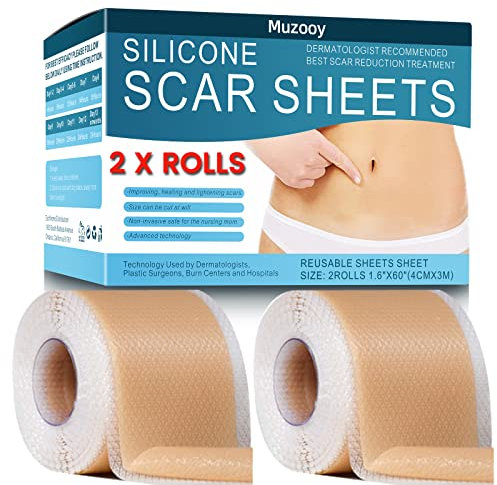 Silicone Scar Sheets (1.6 x 120- 3meter), Medical Grade Silicone Scar Tape, Scar Removal Strips for Acne, Burn Scars C-Section & Keloid Surgery Scars Sheets Treatment Sheets - 8 Month Supply