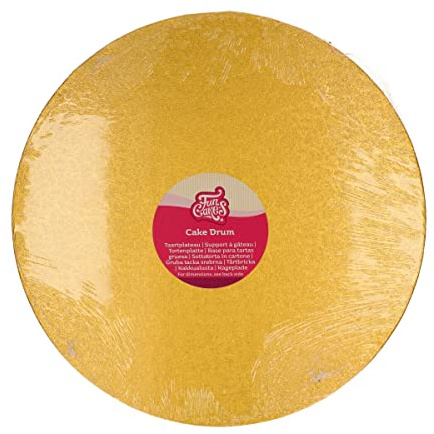FunCakes Tortenplatte rund Ø35,5 cm - Gold: Runde Tortenplatte, Basis für die Präsentation von Torten, Hohe Qualität, Luxuriöses Aussehen, 1 Stück.