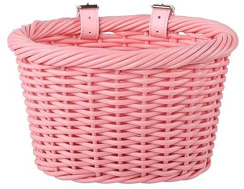 AVASTA Woven Mini Kinder Fahrradkorb für 12 14 16 Zoll Mädchen Jungen Fahrrad, Kinder Fahrrad Zubehör, Größe S, Pink