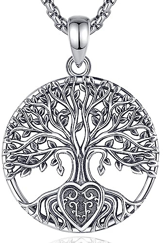 AEONSLOVE Collar Vikingo Plata de Ley 925 para Hombre Mujer, Colgante Árbol de la Vida Yggdrasil/Martillo de Thor/Runas Vikingas/Lobo Vikingo/Dragón, Joyas Nórdico