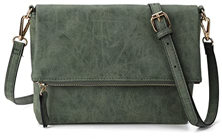 Gladdon Umhängetasche Damen Klein Handtasche,Crossbody Tasche Schultertasche Elegant Clutch Messenger PU-Leder Taschen Für Täglich Arbeit Einkaufen(Dunkelgrün)
