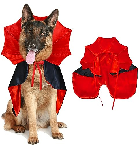 GOYOSWA Hund halloweenkostymer, hund vampyr kappa kostym hund djävul kostym hund vampyr kappa cape halloween kostymer för små medelstora hundar husdjur (hund vampyrkostym, stor)