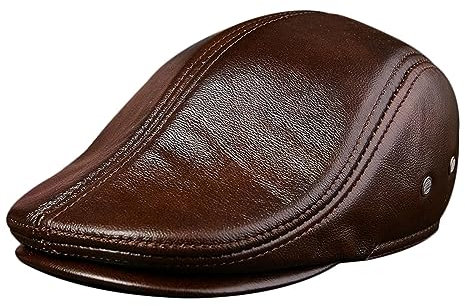 Herren Schiebermütze Leder Flatcap Barett Newsboy Cap Schirmmütze Driving Cabbie Gatsby Jagd Kappen Baskenmütze