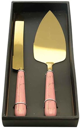 Set Coltello e Paletta Dolci Oro e Rosa