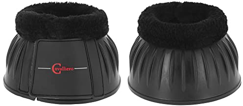 Covalliero Campane per zoccoli in gomma con bordo in pelliccia, colore nero, taglia: Pony