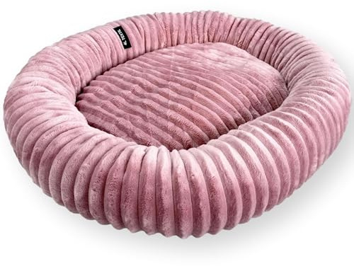 4L Textil Luna Kuscheliges Hundebett mittelgroße Hunde Katzenkörbchen flauschig Hundekörbchen mittelgroße Hunde Hundekorb für Welpen Hundekissen Katzen Sofa waschbar(75x65 cm, Rosa)