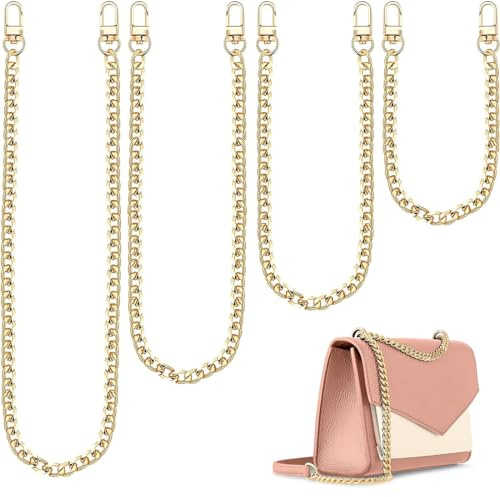 VIVIIHOO Taschenkette Gold, 4er Set Metall Trageriemen 40/60/100/120cm für DIY, Handtaschenketten, Ersatzkette für Taschen & Umhängetaschen, Taschenhenkel aus hochwertigem Material