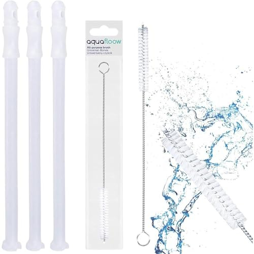 Aquafloow 3x Tubo di Aspirazione del Latte Trasparente 15,7 cm per 5313232961 DeLonghi per Macchina da Caffè + Spazzola di Pulizia per la Pulizia di Macchine da Caffè, Cannucce, Bottiglie, Tazze