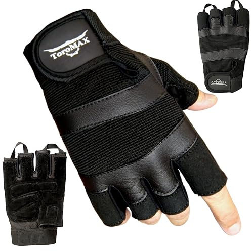 Gewichtheberhandschuhe, Fitness-Handschuhe für Training, Fitness, Workout, Crossfit-Übung, Radfahren, Leder, gepolstert für extra Halt, vollständiger Handflächenschutz, atmungsaktiv, rutschfest, für