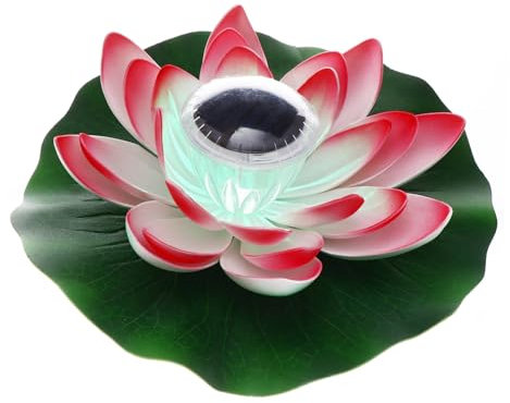 Alipis 2 Pcs Lampe Solaire Lotus Flottant Nénuphar Poisson Aquarium Décoration Flottant Lotus Bougies Chauffe-Plat Fausse Piscine Bougie Flottante LED Fleur Rouge Aquarium