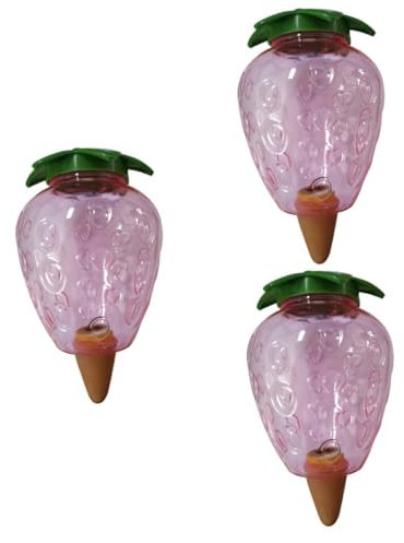 BESPORTBLE 3 Pièces Dispositif D'arrosage De Fleurs en Forme De Fraise Pot De Fleurs en Plastique Plante D'appartement Bulbes D'arrosage des Plantes Jardin Soi d'eau Rose Le Paresseux
