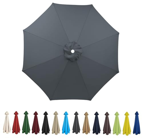 HonunGron Sonnenschirm Ersatzbezug 2m/2.7m/3m 8 Streben/6 Streben,Anti-Ultraviolett Patio Umbrella Cloth Cover Sonnenschirm Strand Garten Runden Sonnenschirm Ersatzteile (3m-8 Streben,Grau)