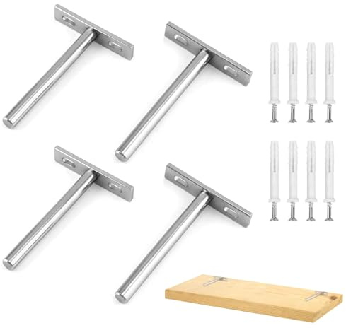 Lot de 4 Supports pour ÉTagèRe Flottante Invisible,Fixation Étagères Murale Invisible,Cache Support D'étagère Invisible pour Fixation Murale,Avec vis pour étagères,Décoration murale - Armoire - Meubl
