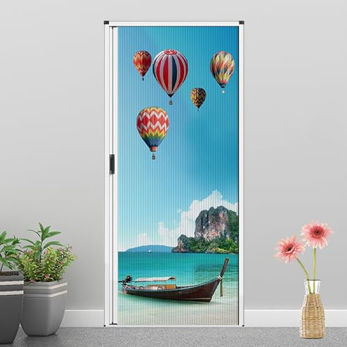 Porte Coulissante Portes Accordéon Plissées Conception en Nid D'abeille, Sans Perçage Porte Coulissante Rétractable, Imperméable et Isolante Thermique Portail Pliant pour Espaces de Vie(23x39in (58.5x