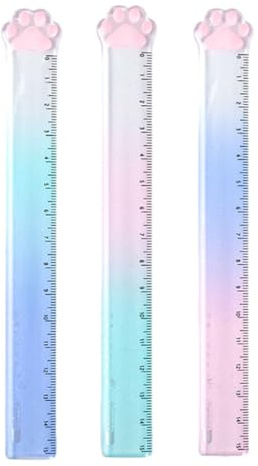 VONJUMA 3 Stück Lineal 15Cm Meow Lineal Zum Messen Unterstreichen Und Zeichnen Von Klaren Und Präzisen Linien 15Cm Rosa Gelb Transparent Schwarz Für Kinder Studenten Büro Schule