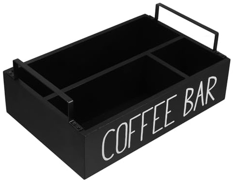 Cabilock Contenitore in Legno per Conservazione del Tè, Organizer Multiscomparto da Banco, Pratica Archiviazione per Bustine di Caffè e Tè