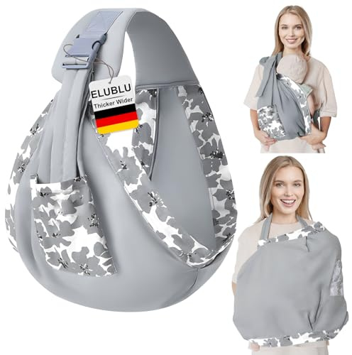 2-in-1 Hüfttrage Atmungsaktiv Baumwolle Mit Befestigungsschlaufen für Mama Reisen Babytrage 0-42 Monate bis 20kg (Grau)