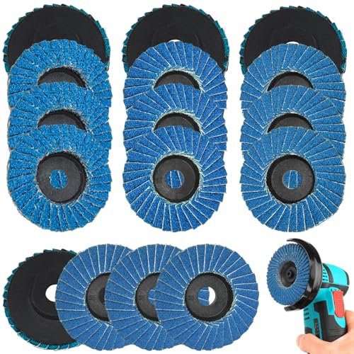 TTYSHIP® 16 Pezzi Dischi Lamellari, 50mm x 10mm Disco Lamellare, Grana 40/60/80/120, Dischi Lamellari 50mm per Metallo, Acciaio, Legno
