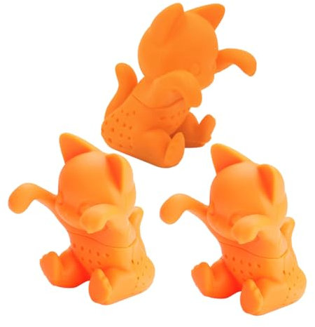 HEALLILY 3pièces Infuseur à Thé Forme de Chat Silicone pour Théière et Tasse Porte-sachet de Thé Pratique et Facile à Nettoyer