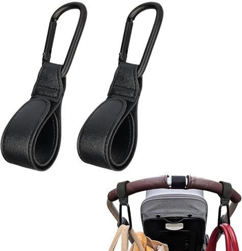 dinghaole 2 Stück Kinderwagen Haken Clips, Kinderwagenhaken Taschenhaken, Anhänger für Kinderwagen in Universeller Passform, Buggy Clips Träger für Wickeltasche Taschen Einkaufstasche
