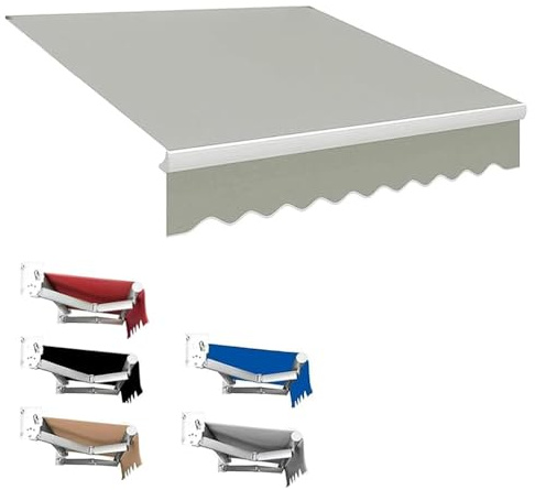Replacement Canopy for 3.5x3.0m Retractable Awning Gray Outdoor Umbrella Top Cover Waterproof Patio Shade Fabric 2x1.5m (6.5x5ft) Garden Umbrella Replacement.