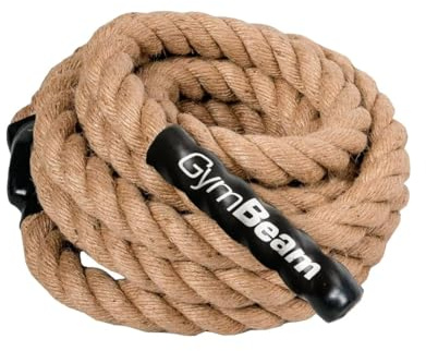 GymBeam Kletterseil - Battle Rope für Krafttraining und Koordination, Metallöse & Gummiverstärkung, Grip Strength Kletterseil für Fitnessstudio, Sporthalle & Outdoor, 2m/4m/6m, Braun