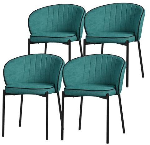 ML-Design Esszimmerstühle 4er Set Petrol, Küchenstühle mit Stoffbezug und Metallbeinen, Wohnzimmerstuhl mit Rückenlehne, Polsterstühle für Esszimmer und Küche, Gepolsterte Stühle Ergonomischer Sessel