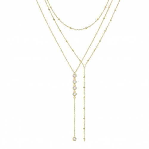 YEDPGUE 2 Pièce Collier en Y Femme Long, Colliers Or élégants pour femmes, Ensemble De Chaînes,Bijoux Tendance et Minimalistes pour Femmes et Filles, pour la Fête des Mères